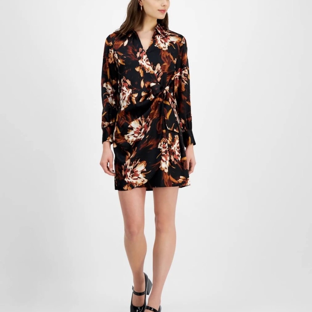 Bar III Floral Wrap Mini Dress - size large